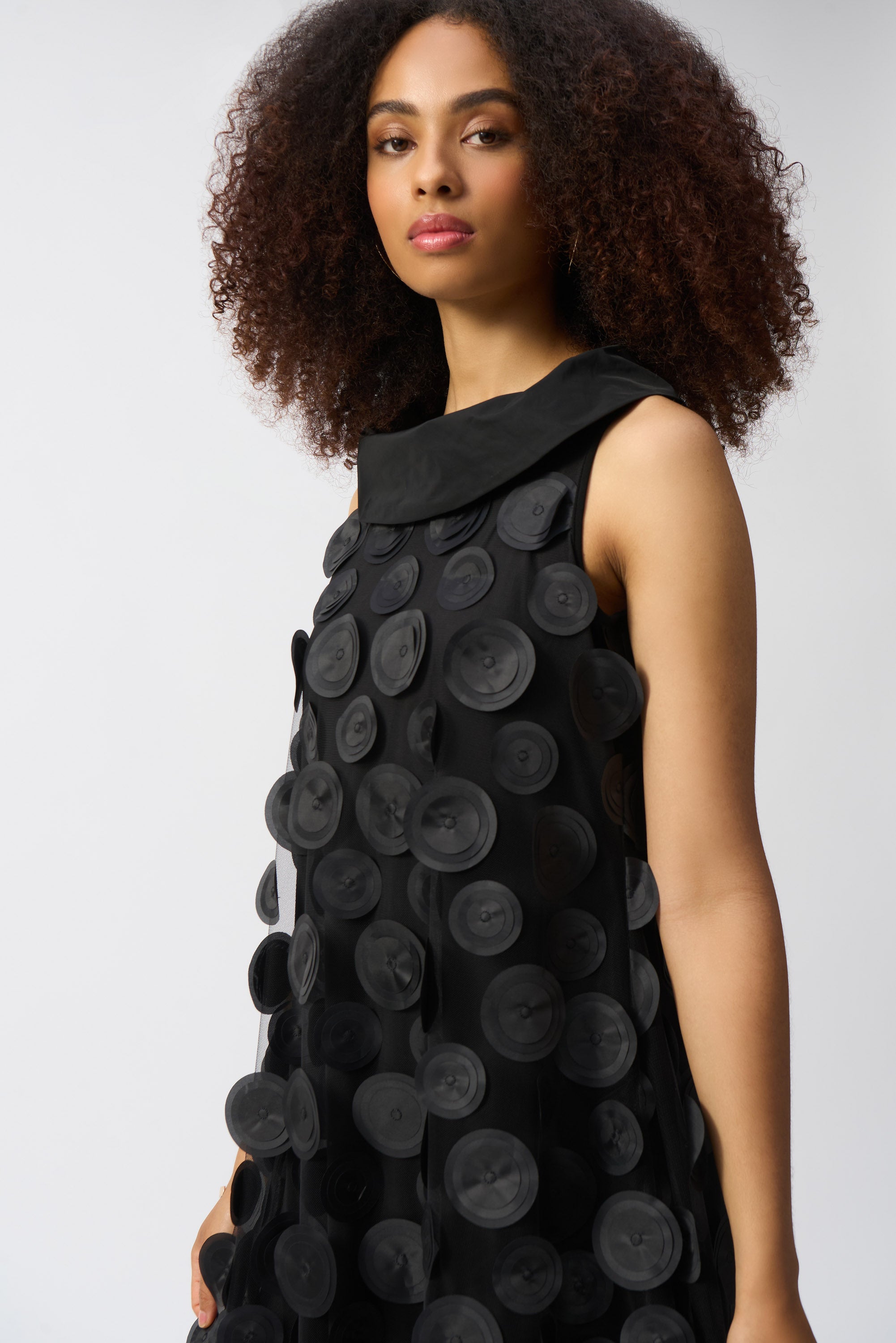 Pearls Boutique|Port Dover Ontario|Joseph Ribkoff|3D Dot Sleeveless Trapeze Dress| 251262
• Sculpted cowl collar
• Sleeveless design
• Handkerchief hem
• Textural 3D novelty fabric
• Fully lined

• 100% Polyester
• Lightweight with soft structure
• Airy trapeze silhouette
• Falls below the knee
