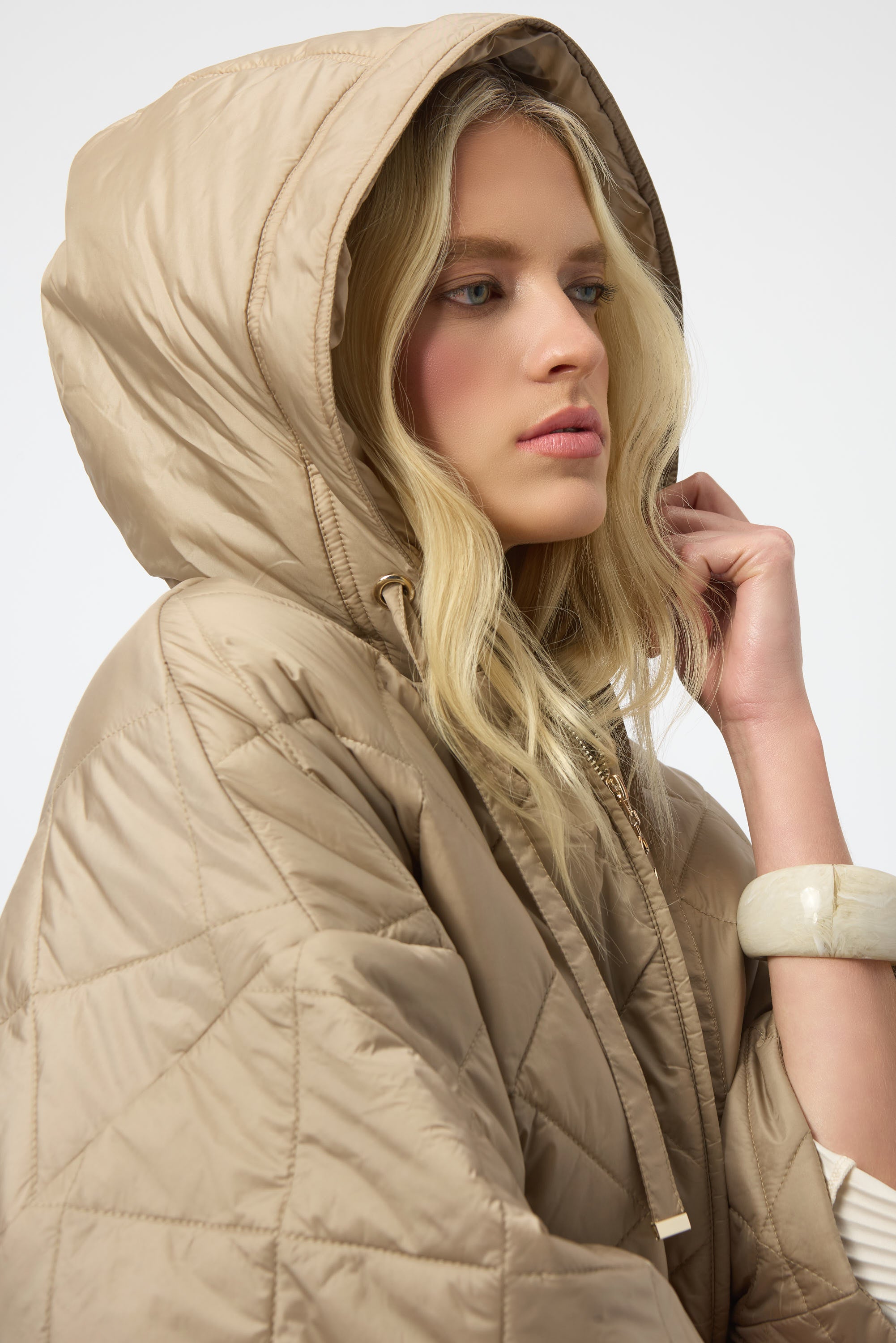 Joseph Ribkoff | Woven Diamond Quilt Hooded Jacket