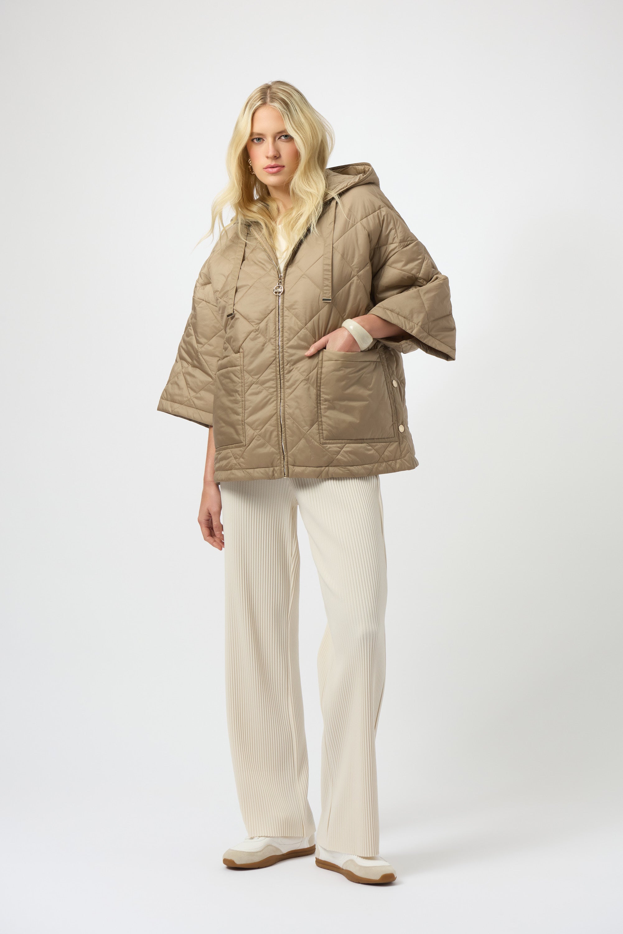 Joseph Ribkoff | Woven Diamond Quilt Hooded Jacket