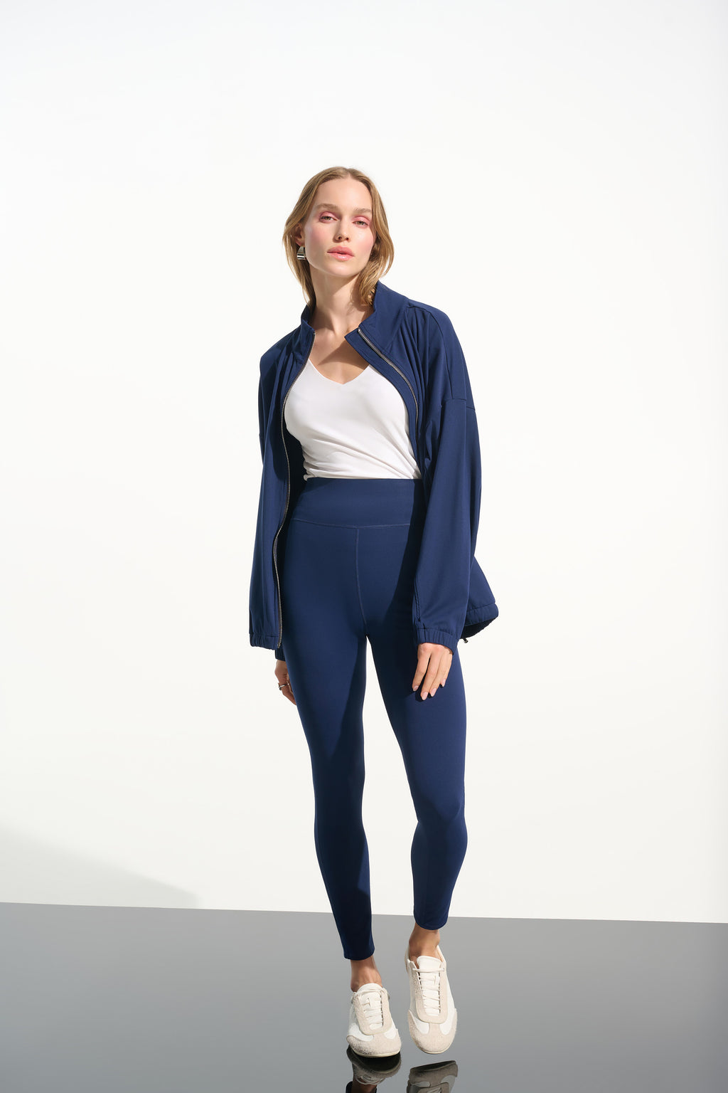 Indigo compression leggings by Joseph RIbkoff, available at PEARLS Boutique, Port Dover, Ontario.